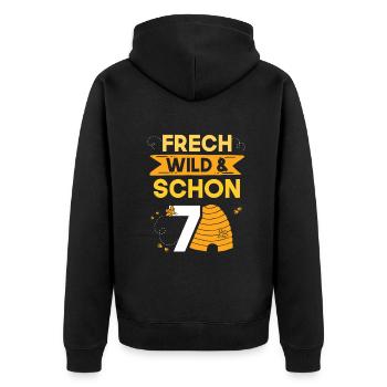 7 Jahre Geburtstag Junge Mädchen Imker Biene - Unisex Premium Bio Zip Hoodie - Schwarz - Hinten - Nico (187cm)