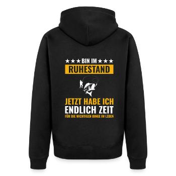 Rentner Rente Rentenbeginn Angeln Angler - Unisex Premium Bio Zip Hoodie - Schwarz - Hinten - Nico (187cm)