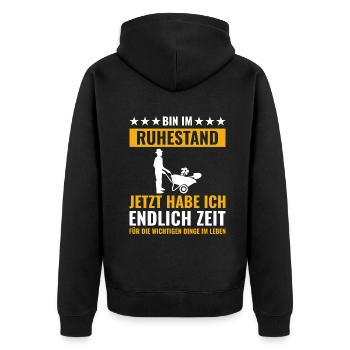 Rentner Rente Rentenbeginn Garten Gärtner - Unisex Premium Bio Zip Hoodie - Schwarz - Hinten - Nico (187cm)