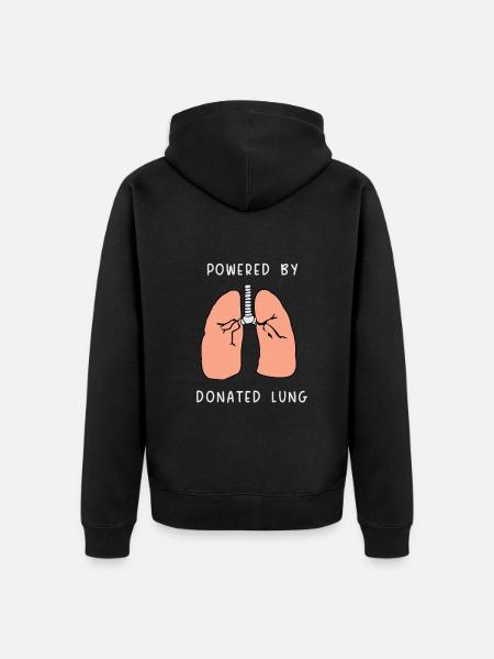 powered by donated Lung - Unisex Premium Bio Zip Hoodie - Schwarz