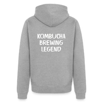 Kombucha Brewing Legend - Unisex Premium Bio Zip Hoodie - Grau meliert - Hinten - Nico (187cm)