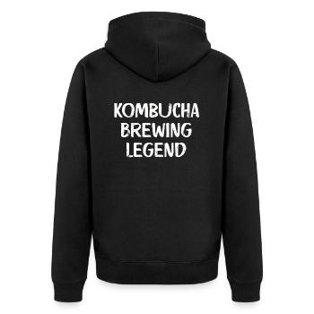 Kombucha Brewing Legend - Unisex Premium Bio Zip Hoodie - Schwarz - Hinten - Nico (187cm)