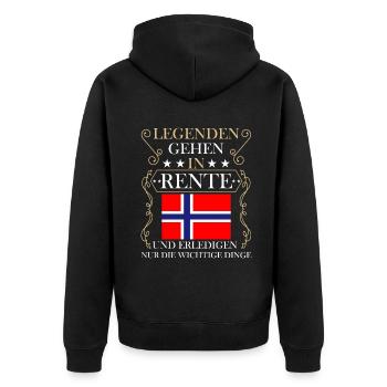 Rentner Rente Rentenbeginn Norwegen - Unisex Premium Bio Zip Hoodie - Schwarz - Hinten - Nico (187cm)