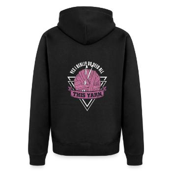 Yes I really do need all this yarn - Unisex Premium Bio Zip Hoodie - Schwarz - Hinten - Nico (187cm)