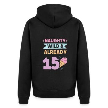 15 Jahre Geburtstag Junge Mädchen Eis essen - Unisex Premium Bio Zip Hoodie - Schwarz - Hinten - Nico (187cm)