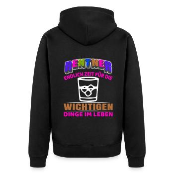 Rentner Rente Rentenbeginn Whiskeytrinker Whiskey - Unisex Premium Bio Zip Hoodie - Schwarz - Hinten - Nico (187cm)