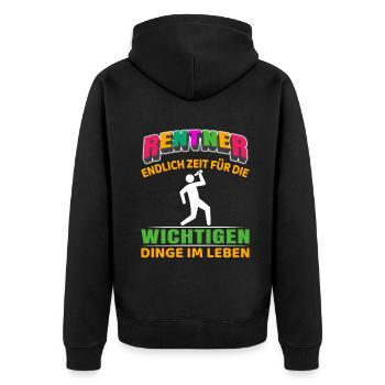 Rentner Rente Rentenbeginn Saufen Bier Alkohol - Unisex Premium Bio Zip Hoodie - Schwarz - Hinten - Nico (187cm)