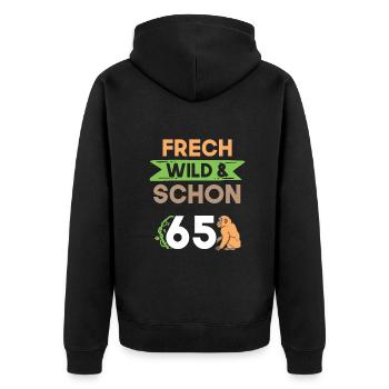 Geschenk 65 Jahre Geburtstag Affe - Unisex Premium Bio Zip Hoodie - Schwarz - Hinten - Nico (187cm)