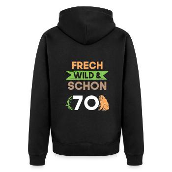 Geschenk 70 Jahre Geburtstag Affe - Unisex Premium Bio Zip Hoodie - Schwarz - Hinten - Nico (187cm)
