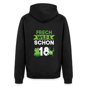 18 Jahre Geburtstag Frosch - Unisex Premium Bio Zip Hoodie - Schwarz - Hinten - Nico (187cm)