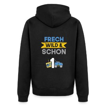 Geschenk 1 Jahr Geburtstag Spielzeug Auto - Unisex Premium Bio Zip Hoodie - Schwarz - Hinten - Nico (187cm)