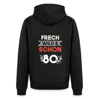 Geschenk 80 Jahre Geburtstag Esel - Unisex Premium Bio Zip Hoodie - Schwarz - Hinten - Nico (187cm)
