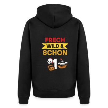 Geschenk 1 Jahr Geburtstag Pirat - Unisex Premium Bio Zip Hoodie - Schwarz - Hinten - Nico (187cm)