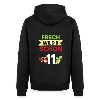 11 Jahre Geburtstag Junge Mädchen Drachen - Unisex Premium Bio Zip Hoodie - Schwarz - Hinten - Nico (187cm)