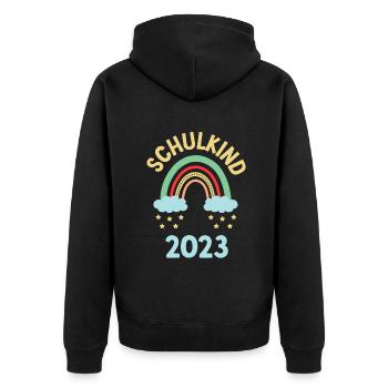 Schulanfang Regenbogen Erster Schultag 2023 - Unisex Premium Bio Zip Hoodie - Schwarz - Hinten - Nico (187cm)