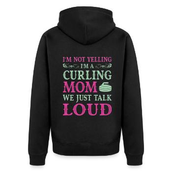 I'm not yelling I'm a curling mom - Unisex Premium Bio Zip Hoodie - Schwarz - Hinten - Nico (187cm)