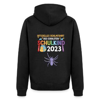Spinne Schulanfang Schulkind 2023 - Unisex Premium Bio Zip Hoodie - Schwarz - Hinten - Nico (187cm)