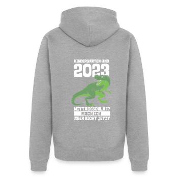 Dino T Rex Kita Kindergarten 2023 - Unisex Premium Bio Zip Hoodie - Grau meliert - Hinten - Nico (187cm)