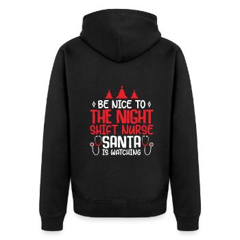 Night Shift Nurse Santa Is Watching - Unisex Premium Bio Zip Hoodie - Schwarz - Hinten - Nico (187cm)