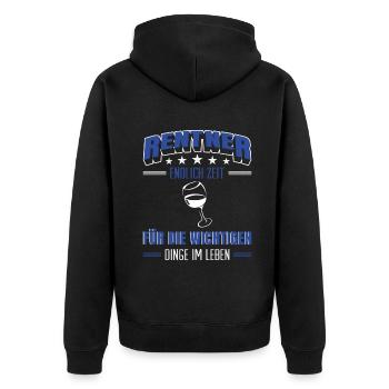 Rentner Rente Rentenbeginn Wein trinken - Unisex Premium Bio Zip Hoodie - Schwarz - Hinten - Nico (187cm)