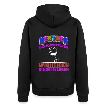 Rentner Rente Rentenbeginn Wein trinken - Unisex Premium Bio Zip Hoodie - Schwarz - Hinten - Nico (187cm)