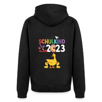 Ente Schulanfang Schulkind 2023 - Unisex Premium Bio Zip Hoodie - Schwarz - Hinten - Nico (187cm)