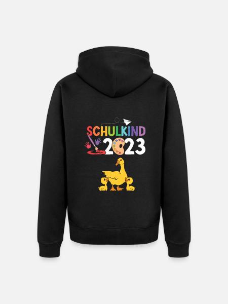 Ente Schulanfang Schulkind 2023 - Unisex Premium Bio Zip Hoodie - Schwarz