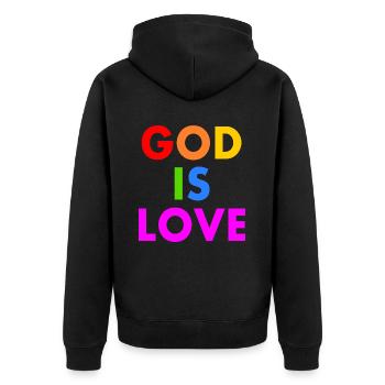 God is love - Veste à capuche bio Premium Unisexe - noir - Dos - Nico (187cm)