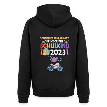 Meerjungfrau Schulanfang Schulkind 2023 - Unisex Premium Bio Zip Hoodie - Schwarz - Hinten - Nico (187cm)