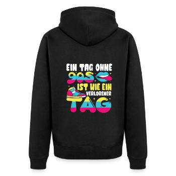 Ein Tag ohne 90s - Unisex Premium Bio Zip Hoodie - Schwarz - Hinten - Nico (187cm)