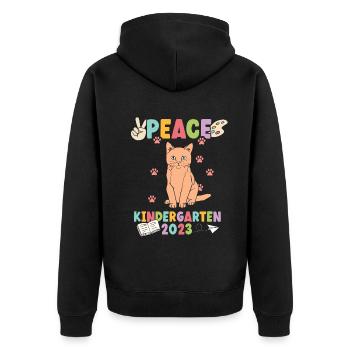 Katze Peace Kindergarten 2023 - Unisex Premium Bio Zip Hoodie - Schwarz - Hinten - Nico (187cm)