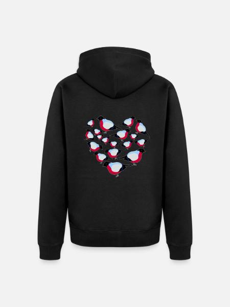 Herz Vogel Fink - Unisex Premium Bio Zip Hoodie - Schwarz