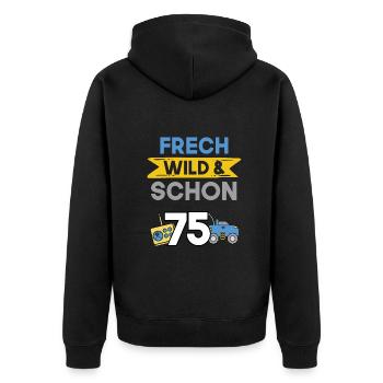 Geschenk 75 Jahre Geburtstag Spielzeug Auto - Unisex Premium Bio Zip Hoodie - Schwarz - Hinten - Nico (187cm)