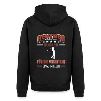 Rentner Rente Rentenbeginn Golf Golfer - Unisex Premium Bio Zip Hoodie - Schwarz - Hinten - Nico (187cm)