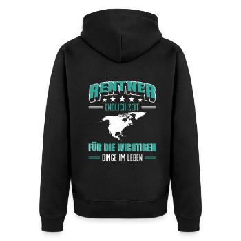 Rentner Rente Rentenbeginn Nordamerika USA - Unisex Premium Bio Zip Hoodie - Schwarz - Hinten - Nico (187cm)