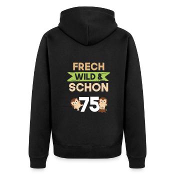 Geschenk 75 Jahre Geburtstag Igel - Unisex Premium Bio Zip Hoodie - Schwarz - Hinten - Nico (187cm)