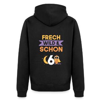 6 Jahre Geburtstag Junge Mädchen Eule - Unisex Premium Bio Zip Hoodie - Schwarz - Hinten - Nico (187cm)