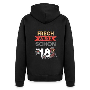 18 Jahre Geburtstag Ninja - Unisex Premium Bio Zip Hoodie - Schwarz - Hinten - Nico (187cm)