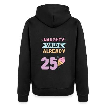 Geschenk 25 Jahre Geburtstag Eis essen - Unisex Premium Bio Zip Hoodie - Schwarz - Hinten - Nico (187cm)