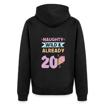 Geschenk 20 Jahre Geburtstag Eis essen - Unisex Premium Bio Zip Hoodie - Schwarz - Hinten - Nico (187cm)