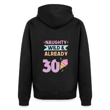 Geschenk 30 Jahre Geburtstag Eis essen - Unisex Premium Bio Zip Hoodie - Schwarz - Hinten - Nico (187cm)