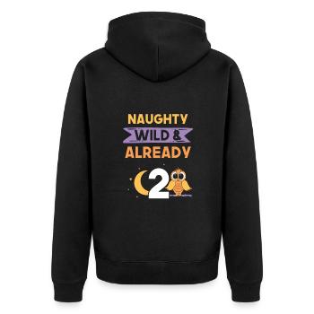 2 Jahre Geburtstag Junge Mädchen Eule - Unisex Premium Bio Zip Hoodie - Schwarz - Hinten - Nico (187cm)