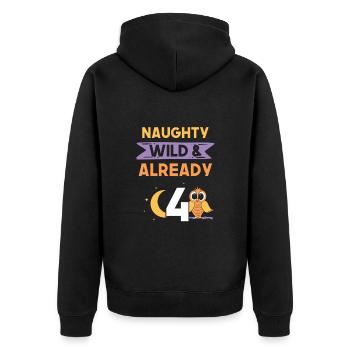 4 Jahre Geburtstag Junge Mädchen Eule - Unisex Premium Bio Zip Hoodie - Schwarz - Hinten - Nico (187cm)