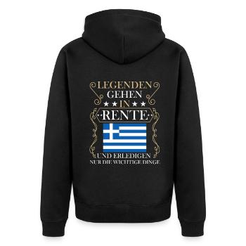 Rentner Rente Rentenbeginn Griechenland - Unisex Premium Bio Zip Hoodie - Schwarz - Hinten - Nico (187cm)