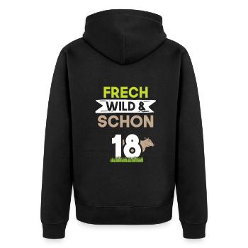 18 Jahre Geburtstag Kuh - Unisex Premium Bio Zip Hoodie - Schwarz - Hinten - Nico (187cm)