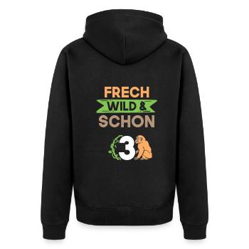 3 Jahre Geburtstag Junge Mädchen Affe - Unisex Premium Bio Zip Hoodie - Schwarz - Hinten - Nico (187cm)