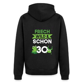 Geschenk 30 Jahre Geburtstag Frosch - Unisex Premium Bio Zip Hoodie - Schwarz - Hinten - Nico (187cm)
