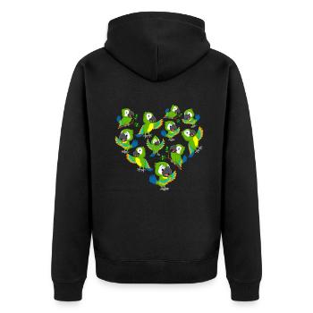Herz Papagei - Unisex Premium Bio Zip Hoodie - Schwarz - Hinten - Nico (187cm)