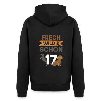 17 Jahre Geburtstag Dackel - Unisex Premium Bio Zip Hoodie - Schwarz - Hinten - Nico (187cm)