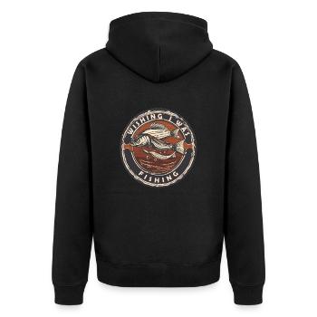 Logo du poisson / Pêche / Pêche / Eau / Lac - Veste à capuche bio Premium Unisexe - noir - Dos - Nico (187cm)